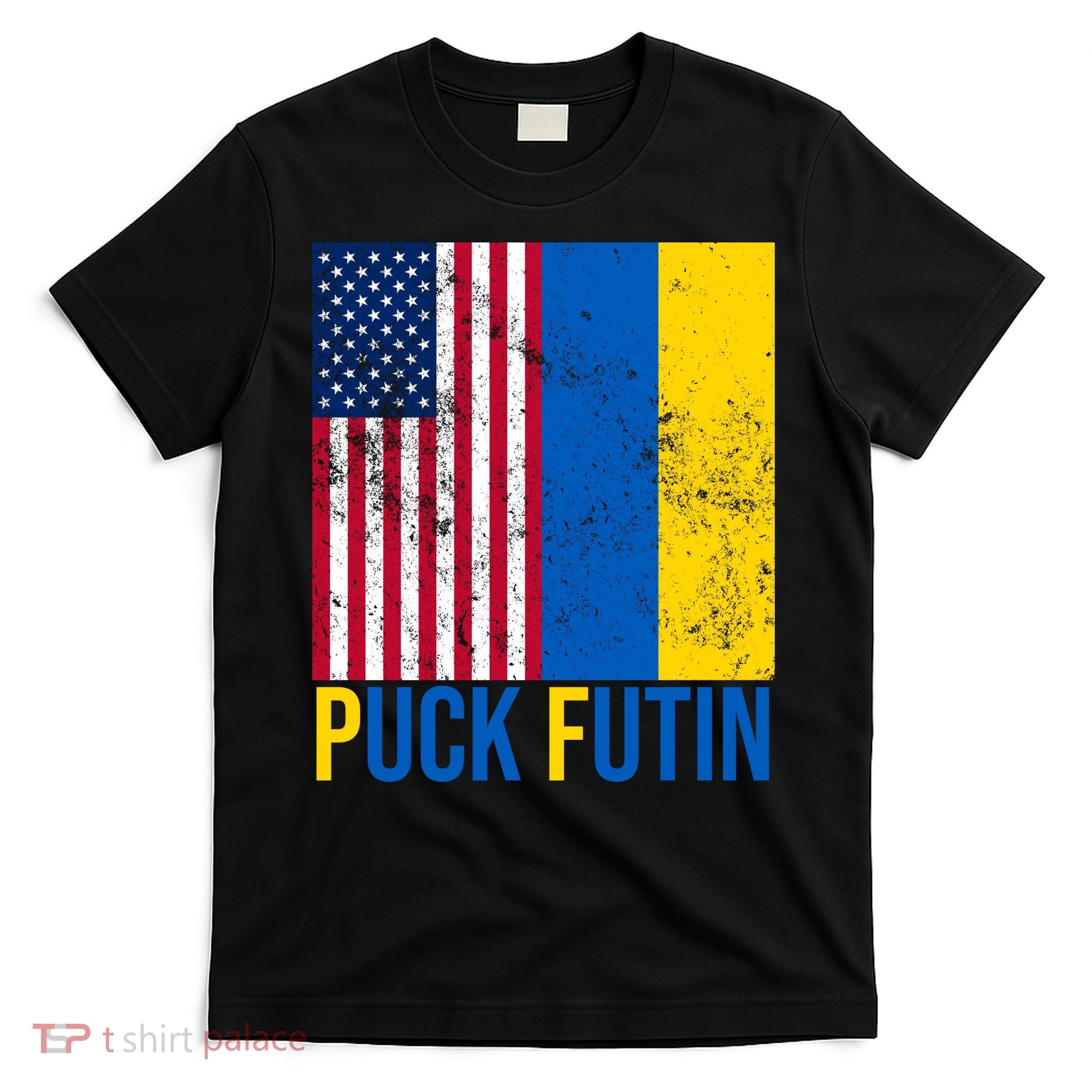 Ukraine Puck Futin USA Flag T-Shirt