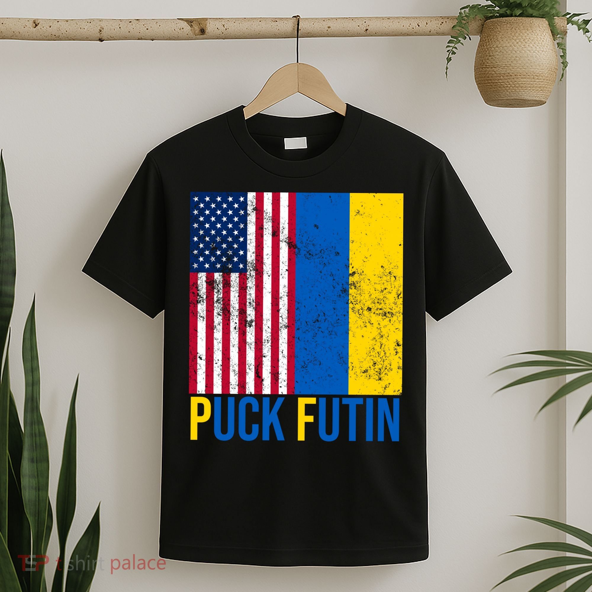 Ukraine Puck Futin USA Flag T-Shirt