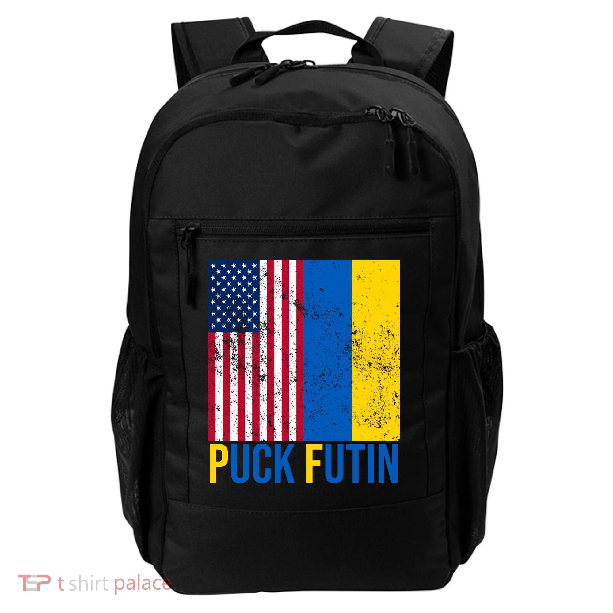 Ukraine Puck Futin USA Flag Backpack