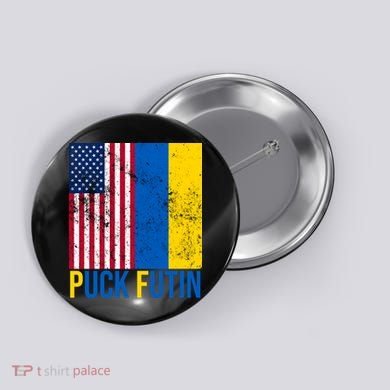 Ukraine Puck Futin USA Flag Button