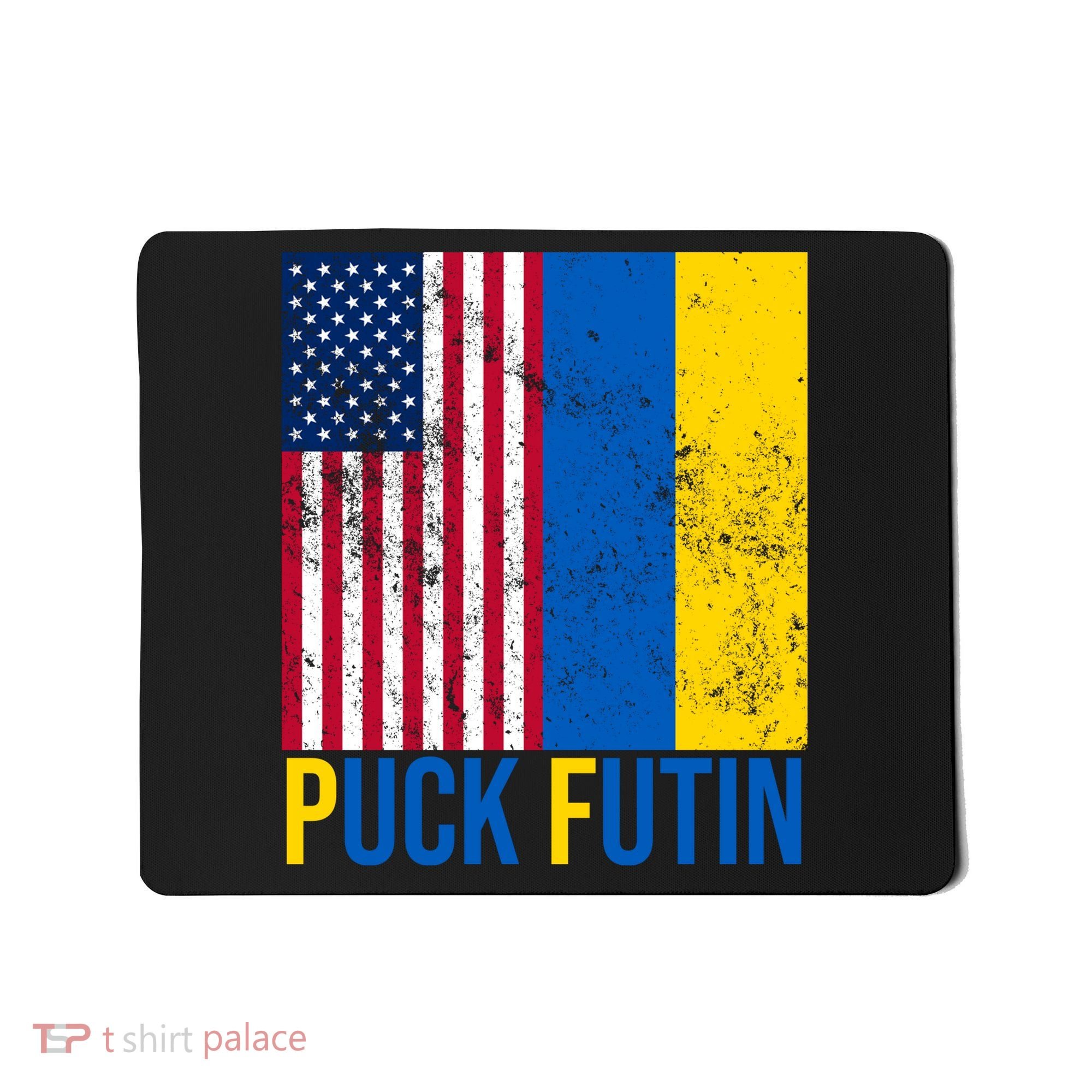 Ukraine Puck Futin USA Flag Mousepad