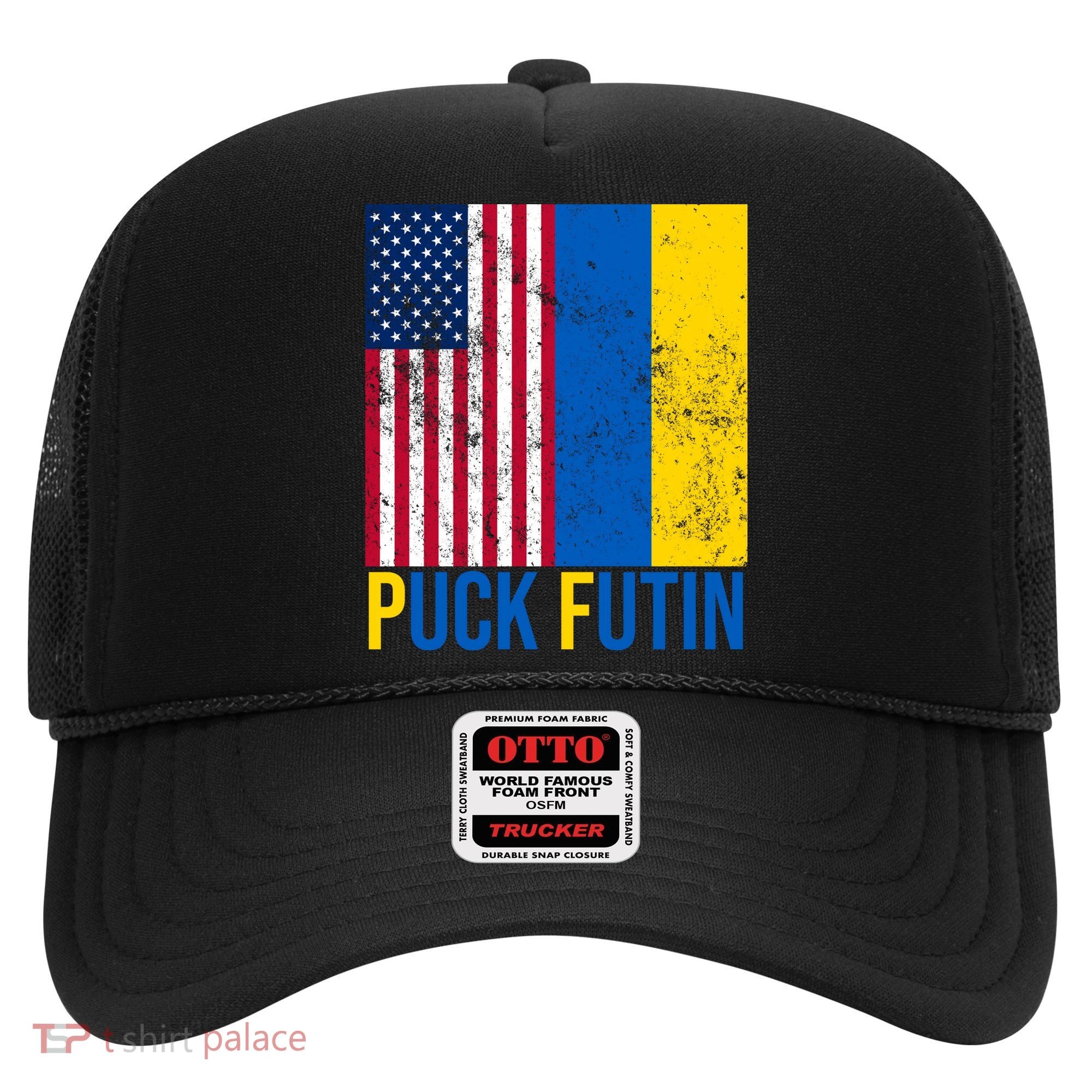 Ukraine Puck Futin USA Flag Hat