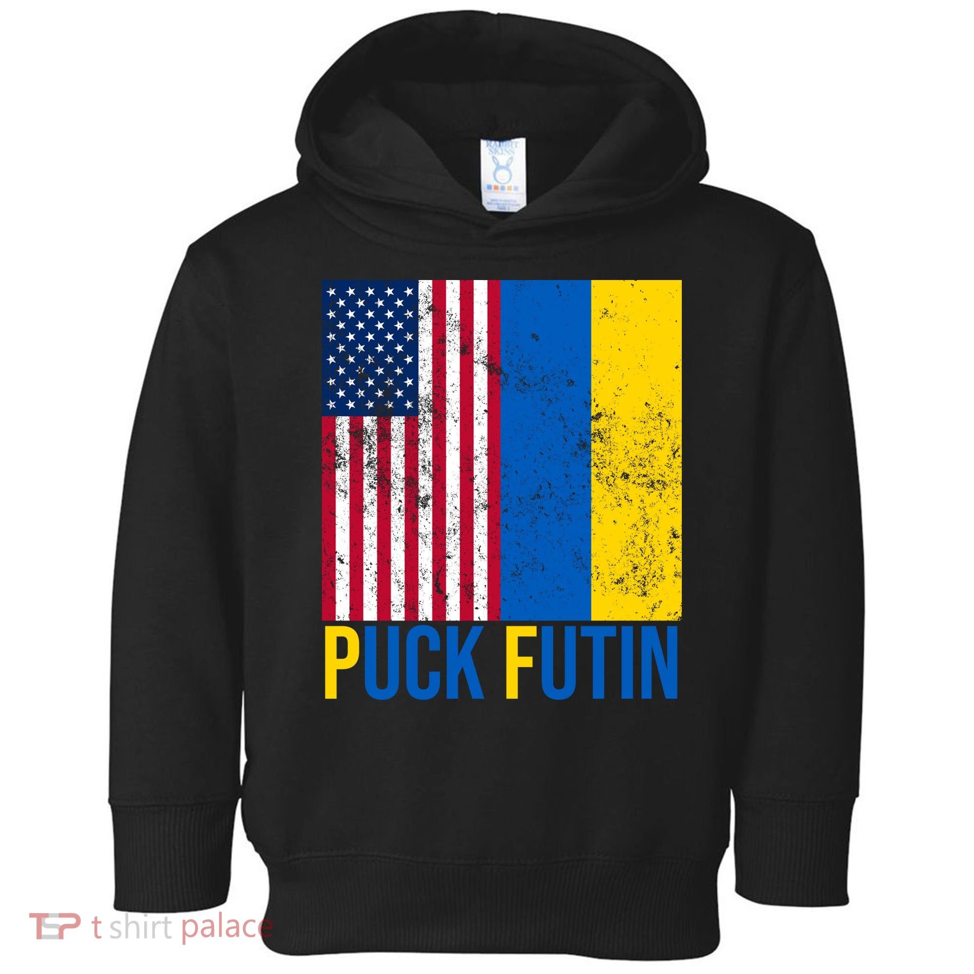 Ukraine Puck Futin USA Flag Toddler Hoodie