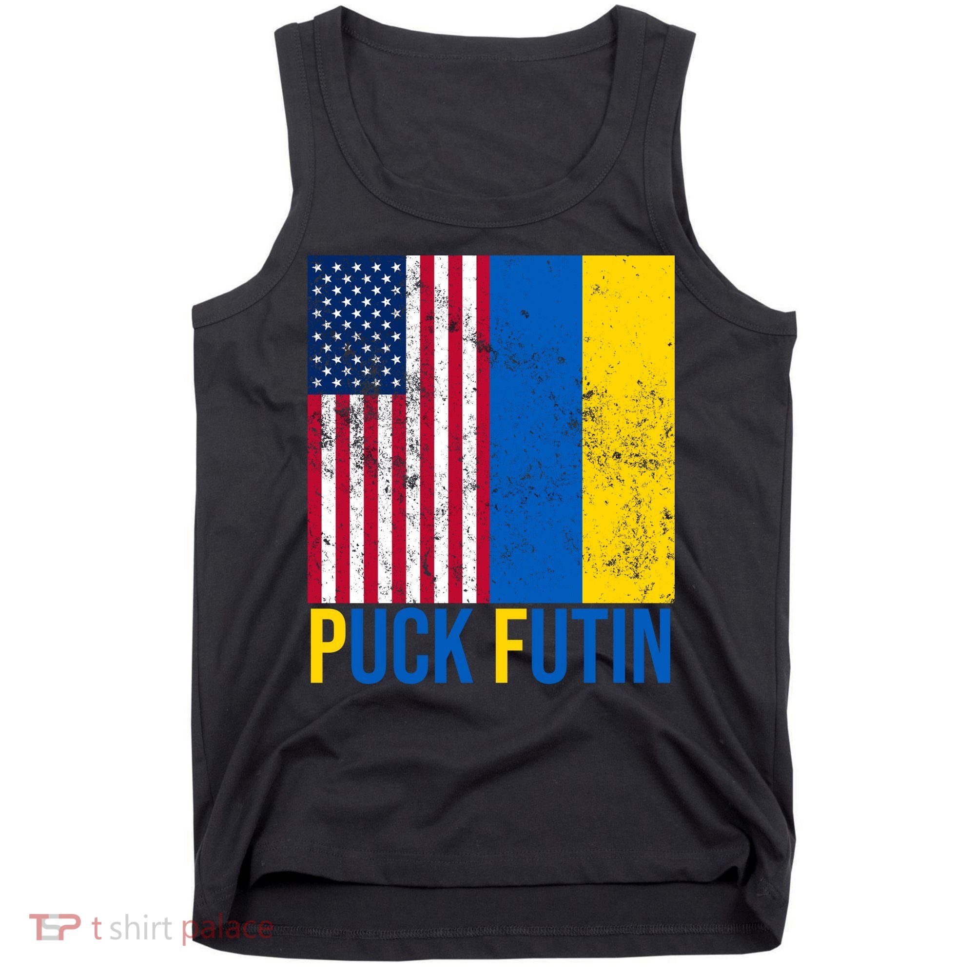 Ukraine Puck Futin USA Flag Tank Top