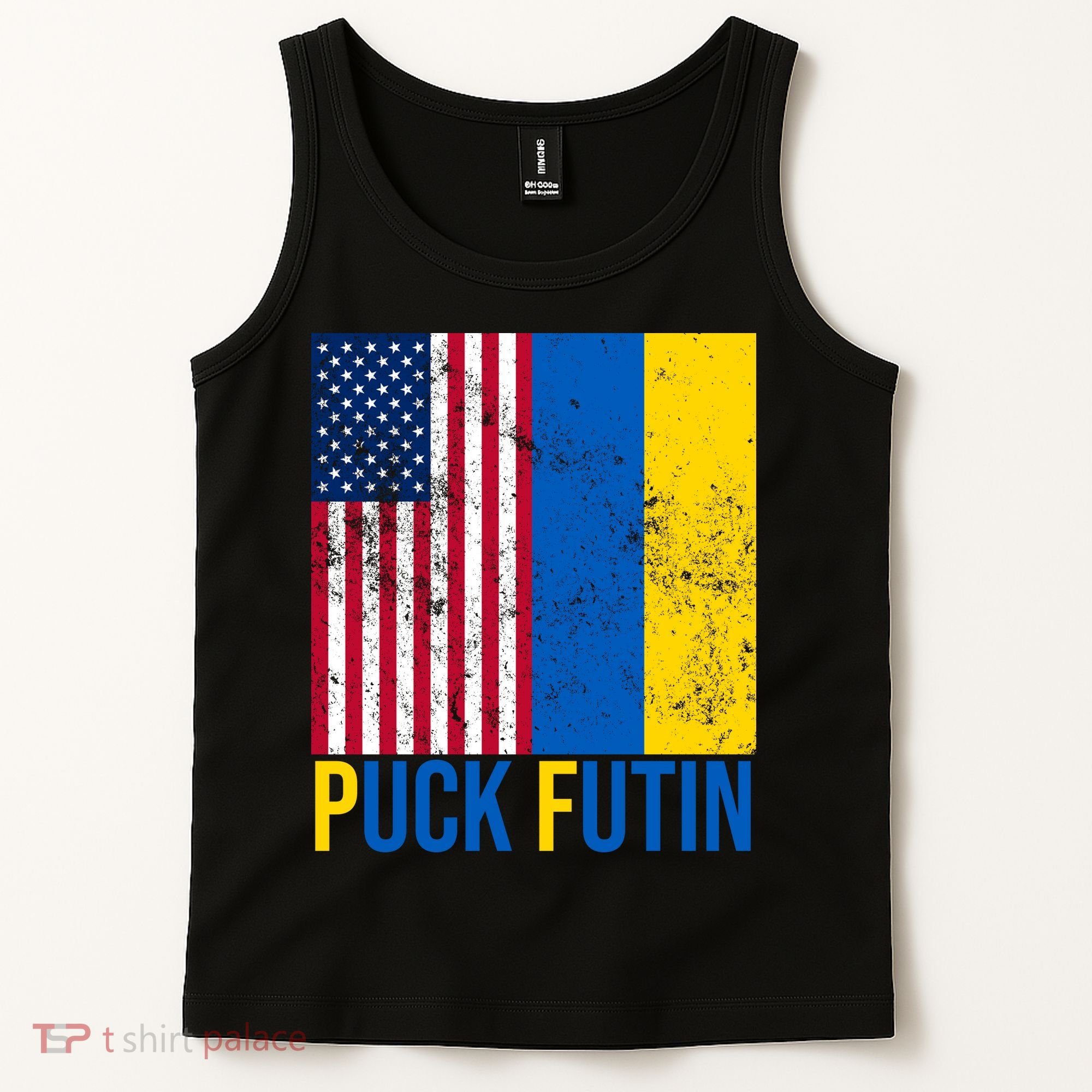 Ukraine Puck Futin USA Flag Tank Top