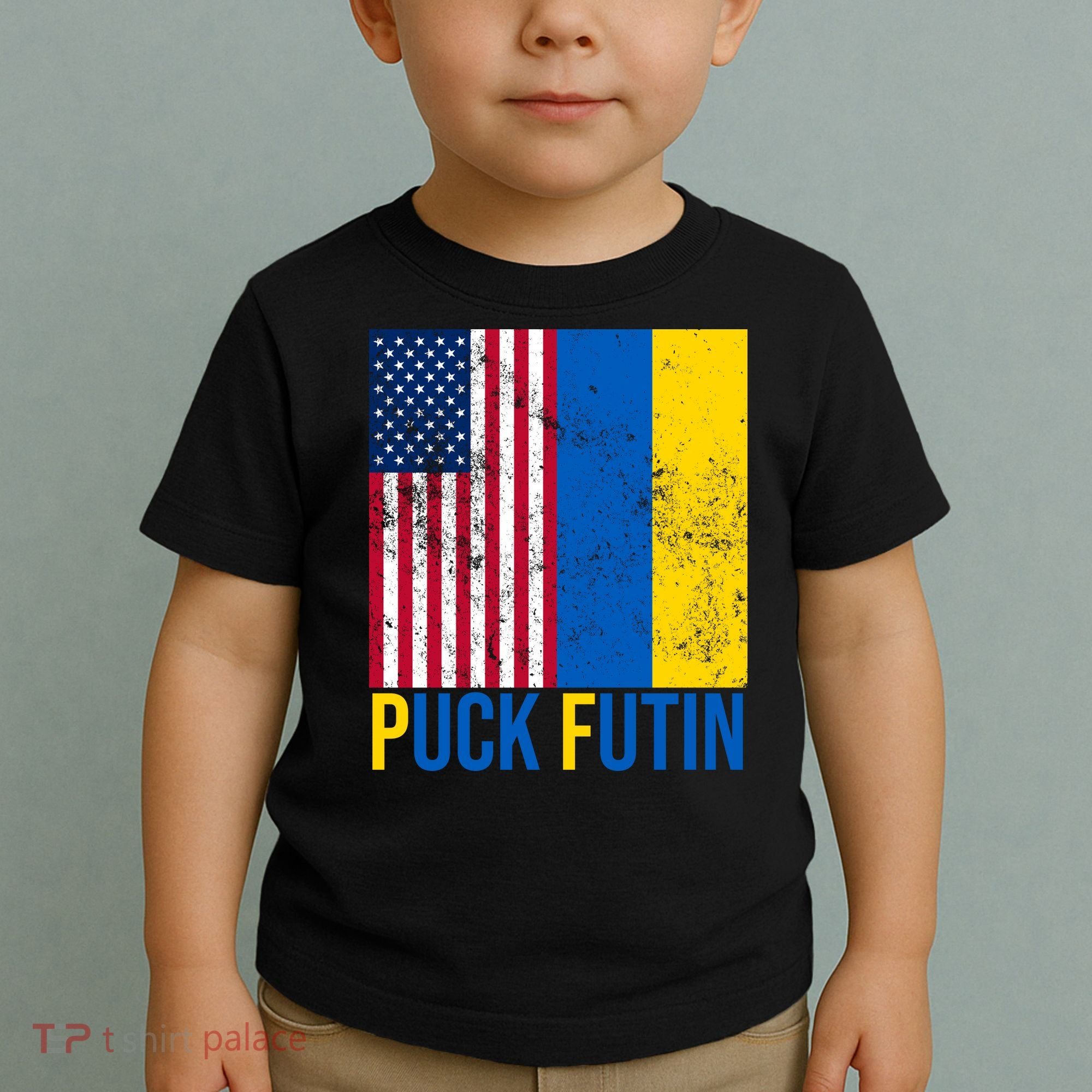 Ukraine Puck Futin USA Flag Toddler T-Shirt
