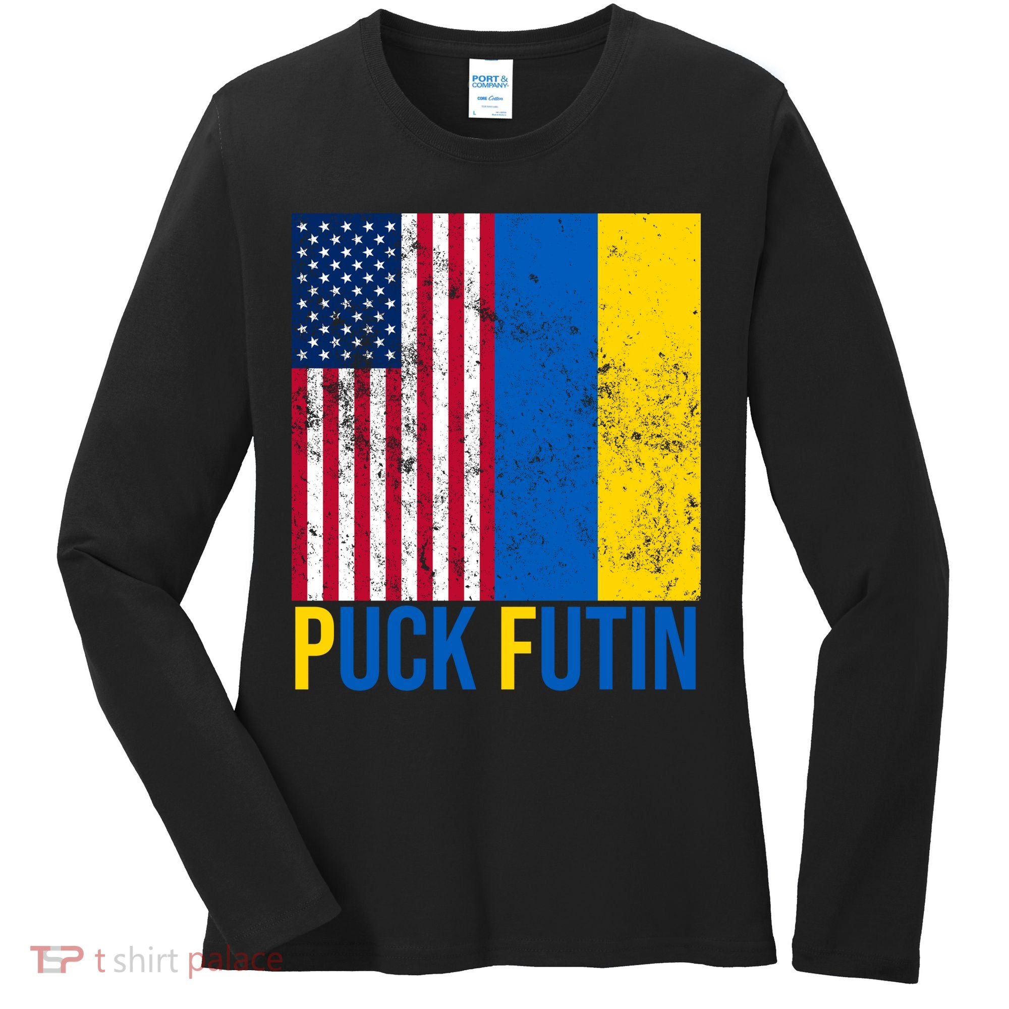 Ukraine Puck Futin USA Flag Women's Long Sleeve Shirt