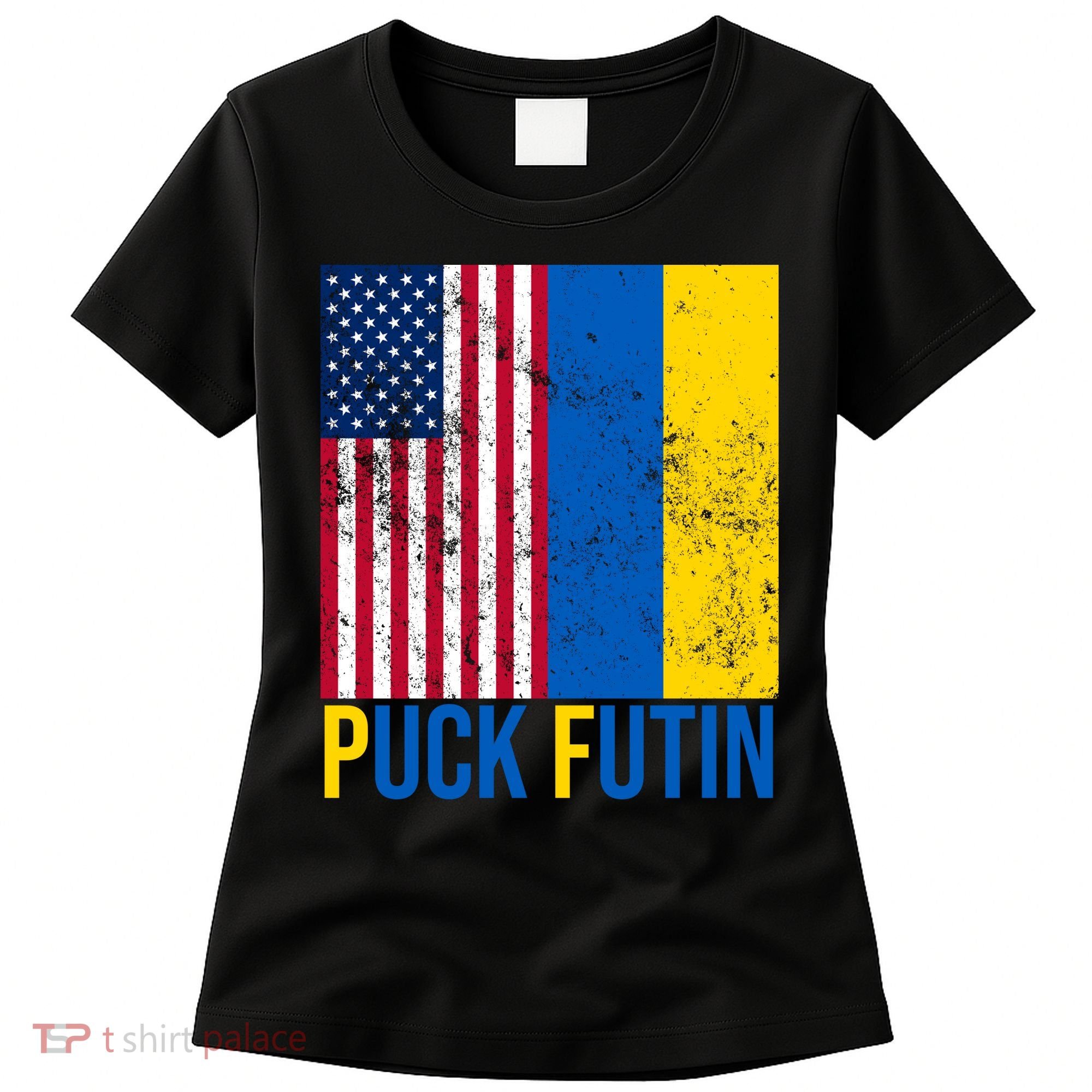 Ukraine Puck Futin USA Flag Women's T-Shirt