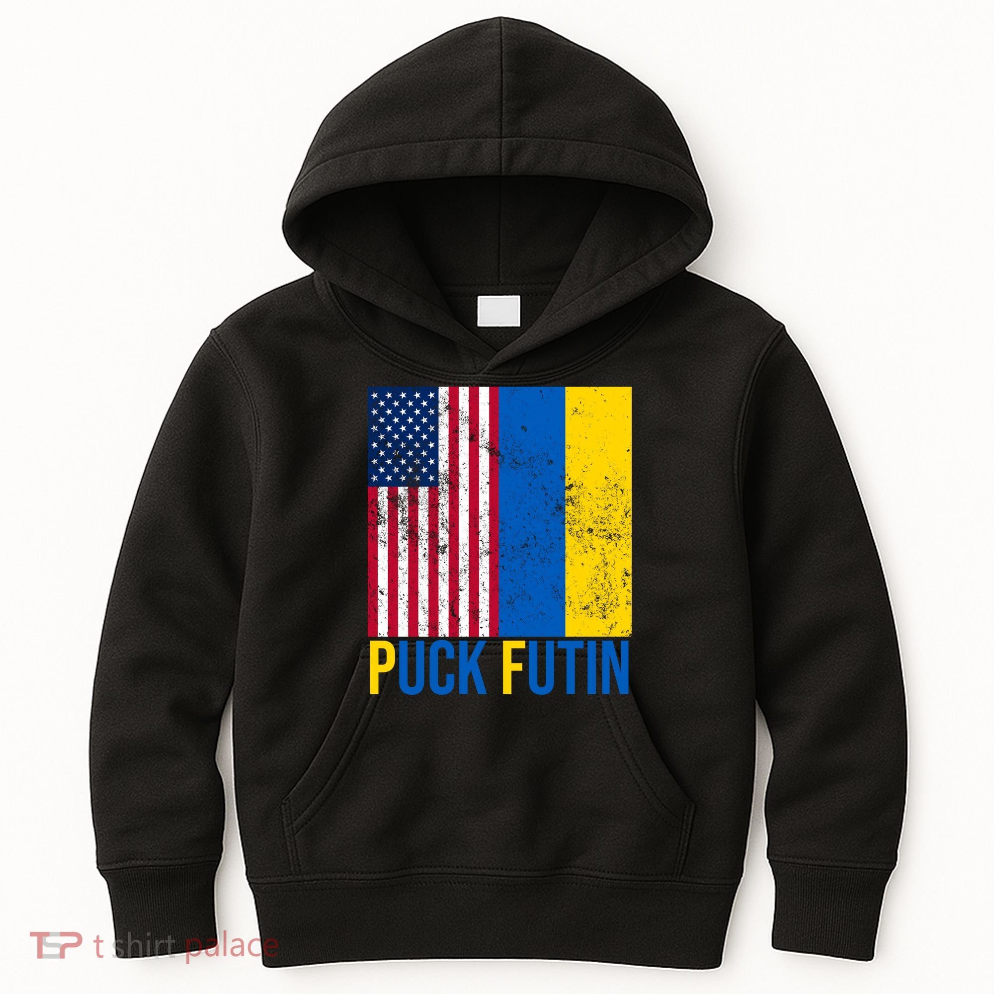 Ukraine Puck Futin USA Flag Kids Hoodie