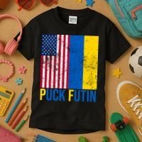 Ukraine Puck Futin USA Flag Kids T-Shirt thumb 3