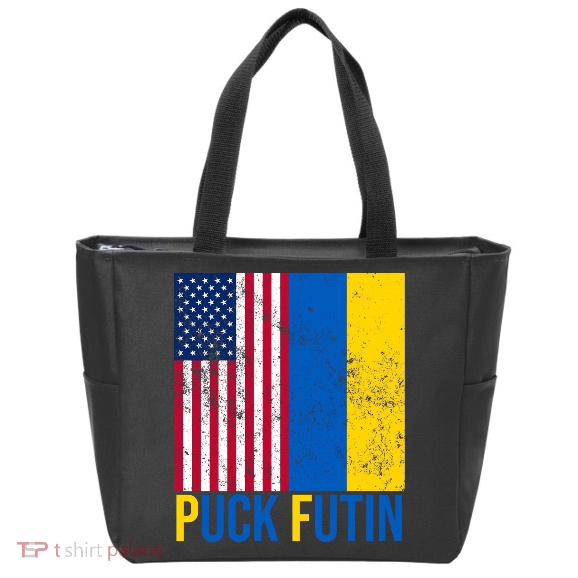 Ukraine Puck Futin USA Flag Tote Bag