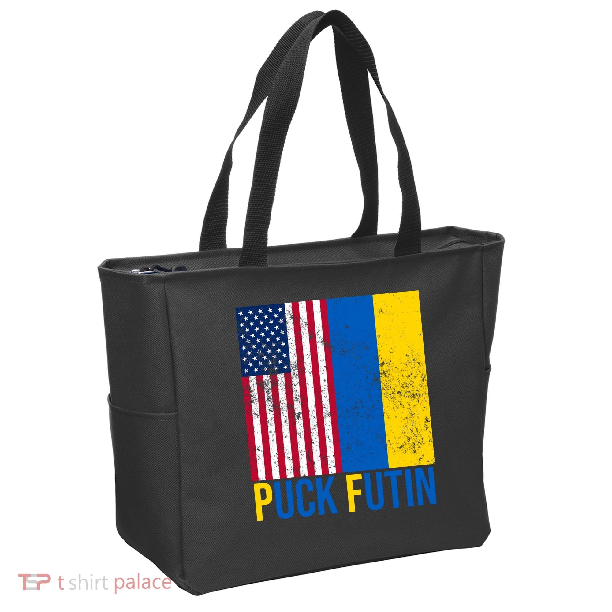 Ukraine Puck Futin USA Flag Tote Bag