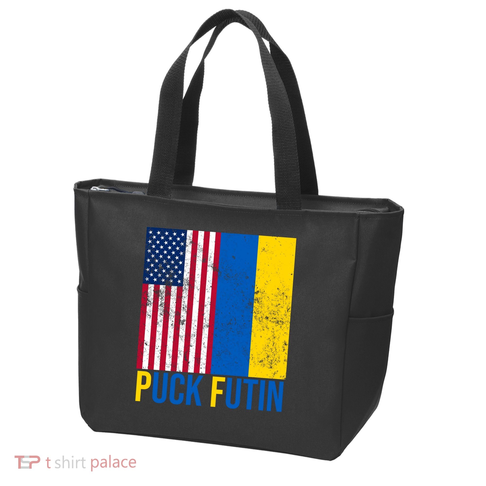 Ukraine Puck Futin USA Flag Tote Bag