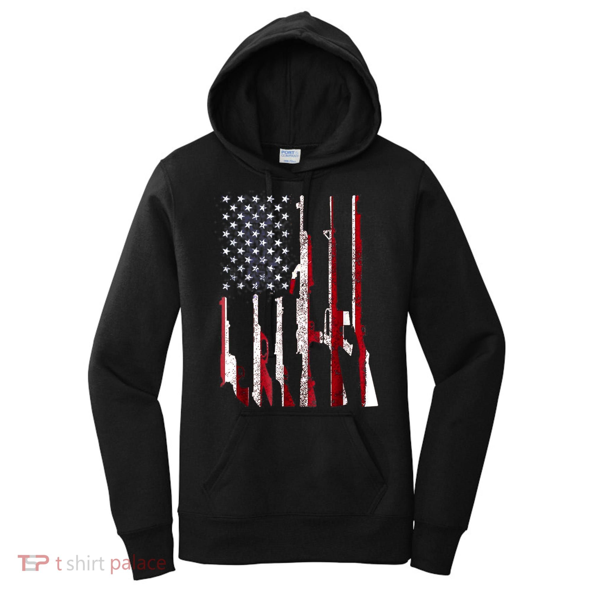 USA Pride Flag Funny Gift Gun 4th Of July American Women's Hoodie