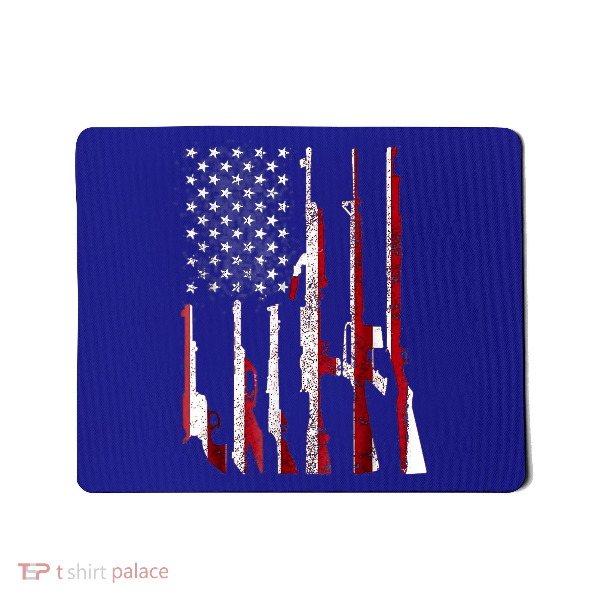 USA Pride Flag Funny Gift Gun 4th Of July American Mousepad