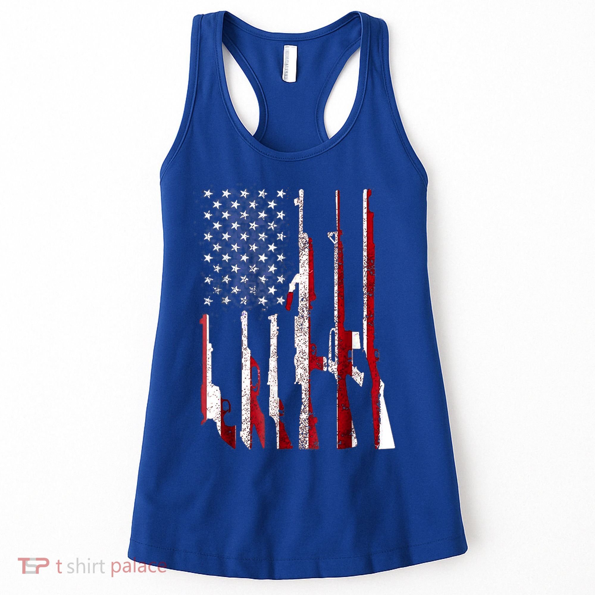 USA Pride Flag Funny Gift Gun 4th Of July American Women's Tank Top