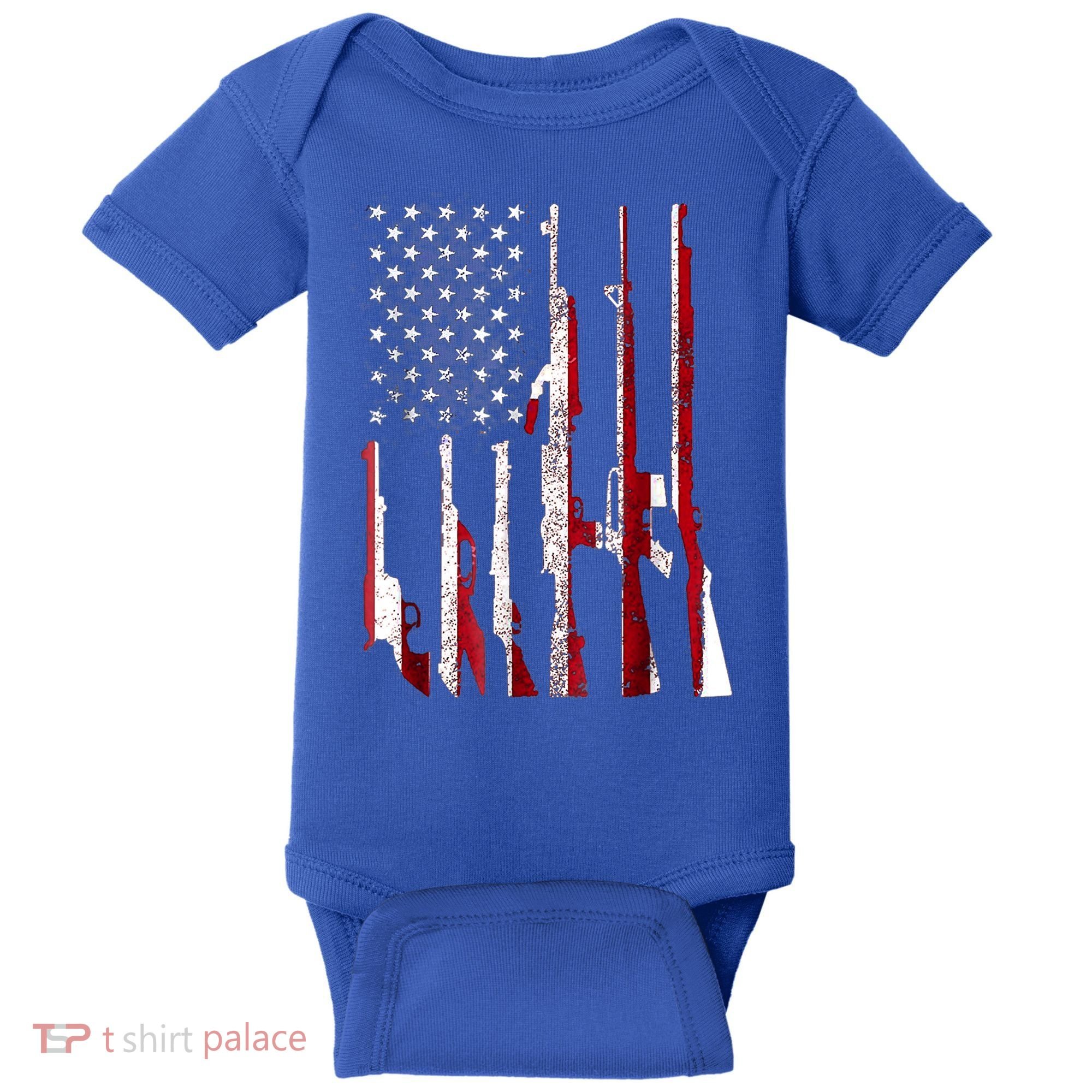 USA Pride Flag Funny Gift Gun 4th Of July American Baby Bodysuit