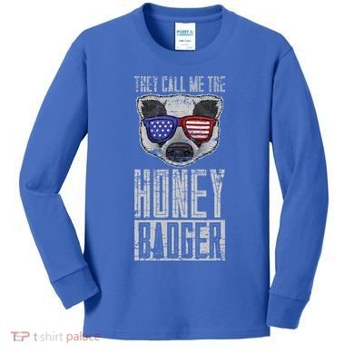 Us Pride Honey Badger Ratel Gift Honey Badger Kids Long Sleeve Shirt