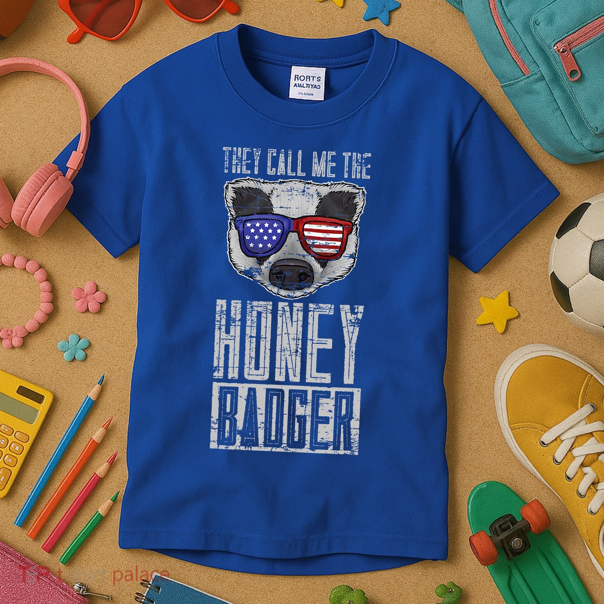 Us Pride Honey Badger Ratel Gift Honey Badger Kids T-Shirt