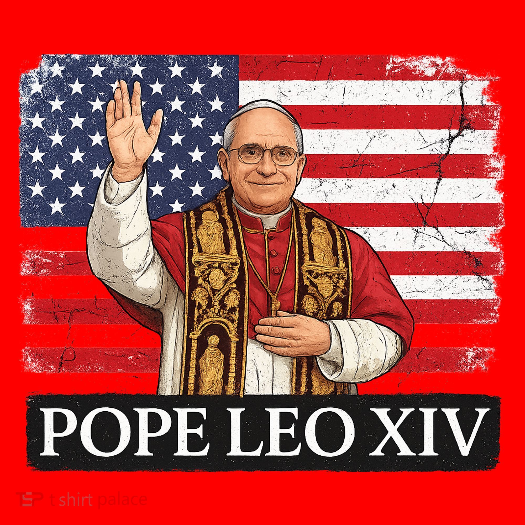 USA Pope Leo XIV Robert American Flag Santa Hat