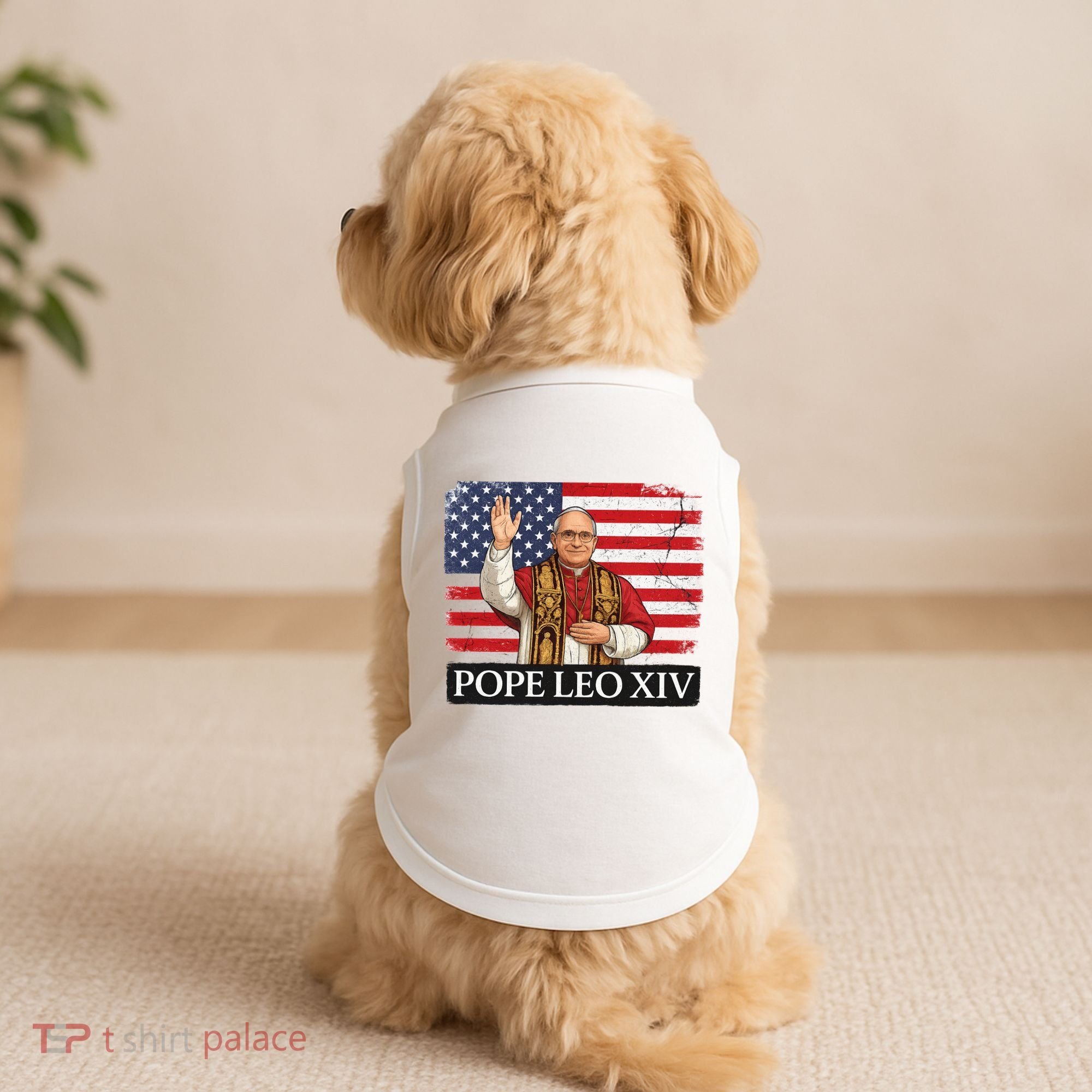 USA Pope Leo XIV Robert American Flag Doggie Tank