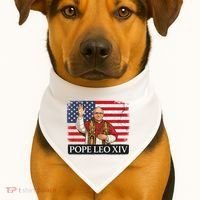 USA Pope Leo XIV Robert American Flag USA-Made Doggie Bandana thumb 1