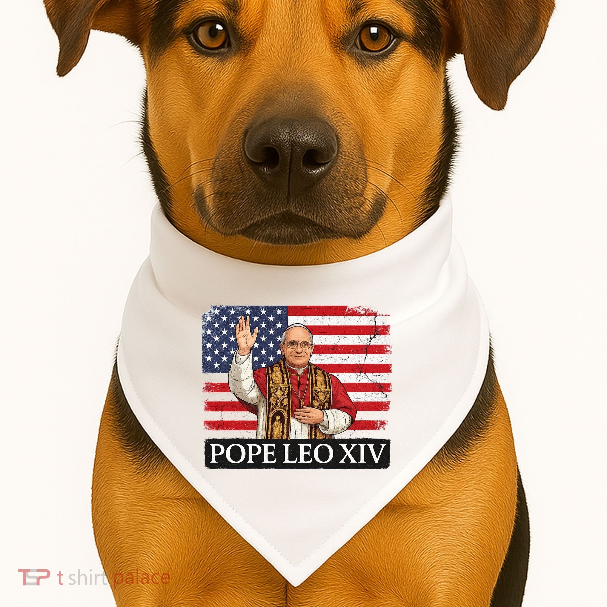 USA Pope Leo XIV Robert American Flag USA-Made Doggie Bandana