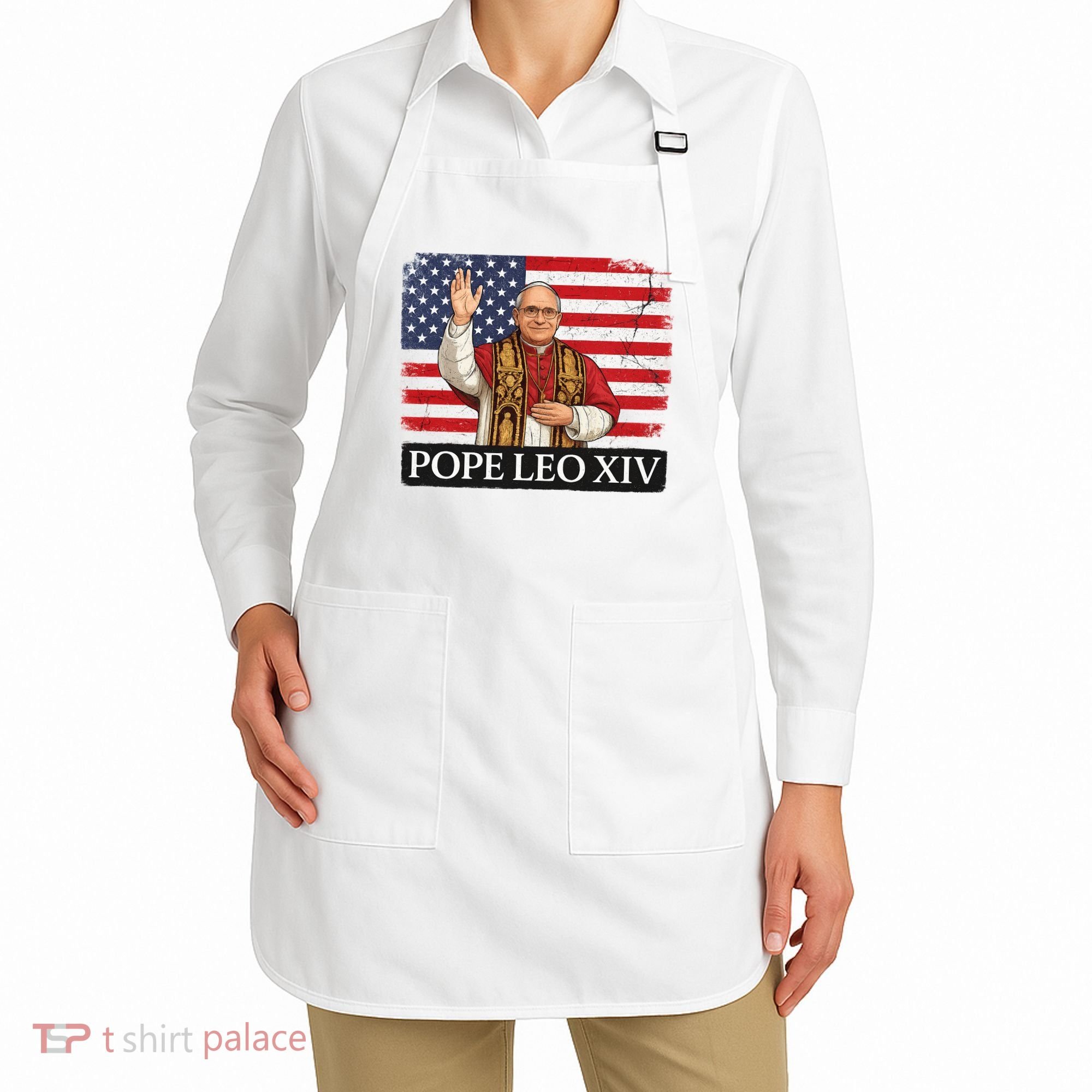 USA Pope Leo XIV Robert American Flag Apron