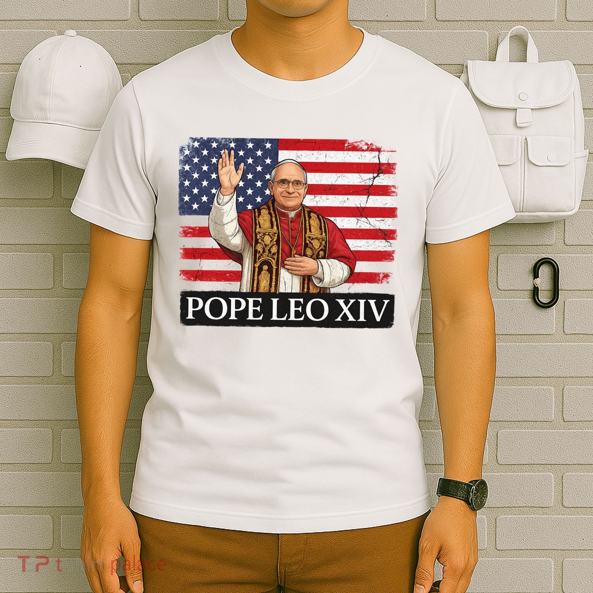 USA Pope Leo XIV Robert American Flag T-Shirt