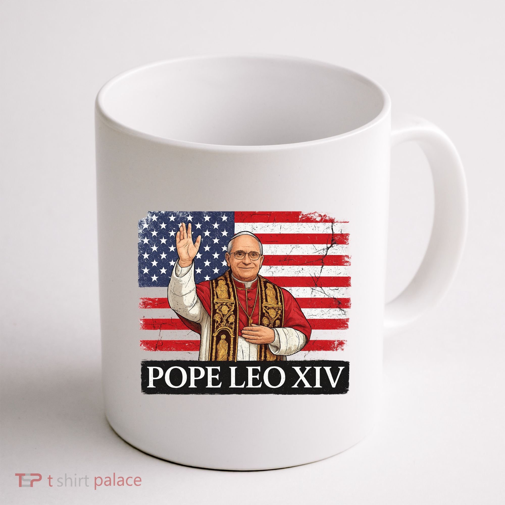 USA Pope Leo XIV Robert American Flag Coffee Mug