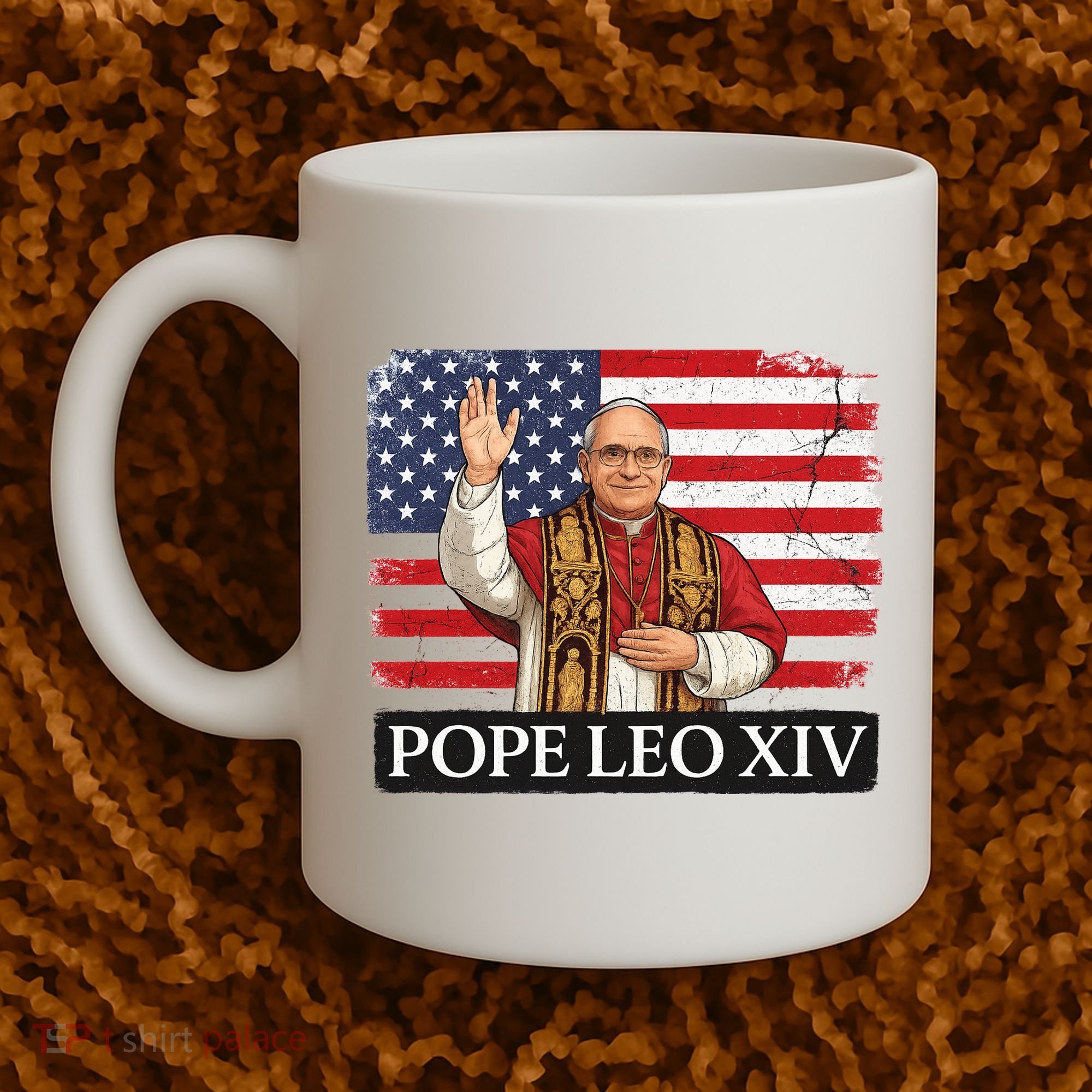 USA Pope Leo XIV Robert American Flag Coffee Mug