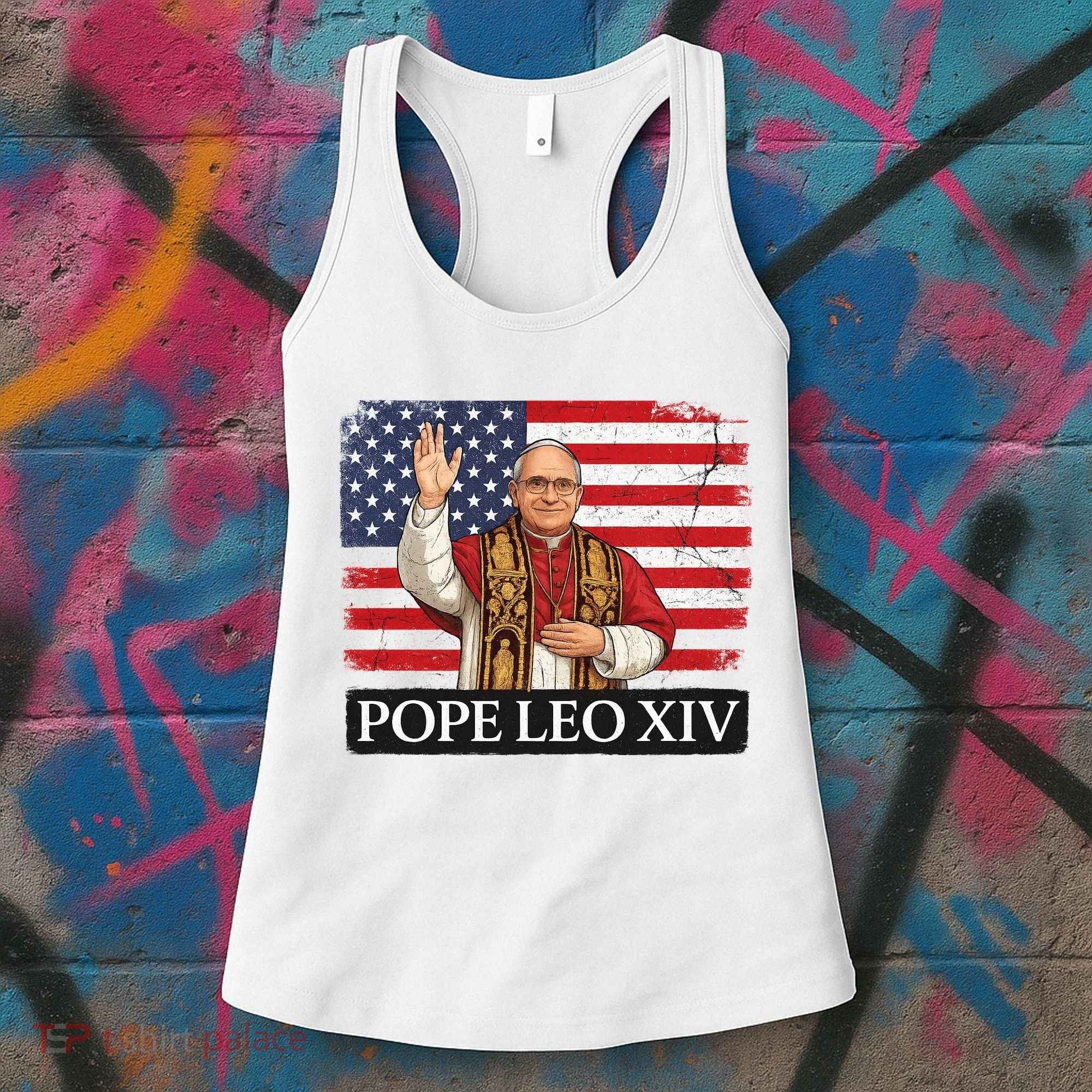 USA Pope Leo XIV Robert American Flag Women's Tank Top