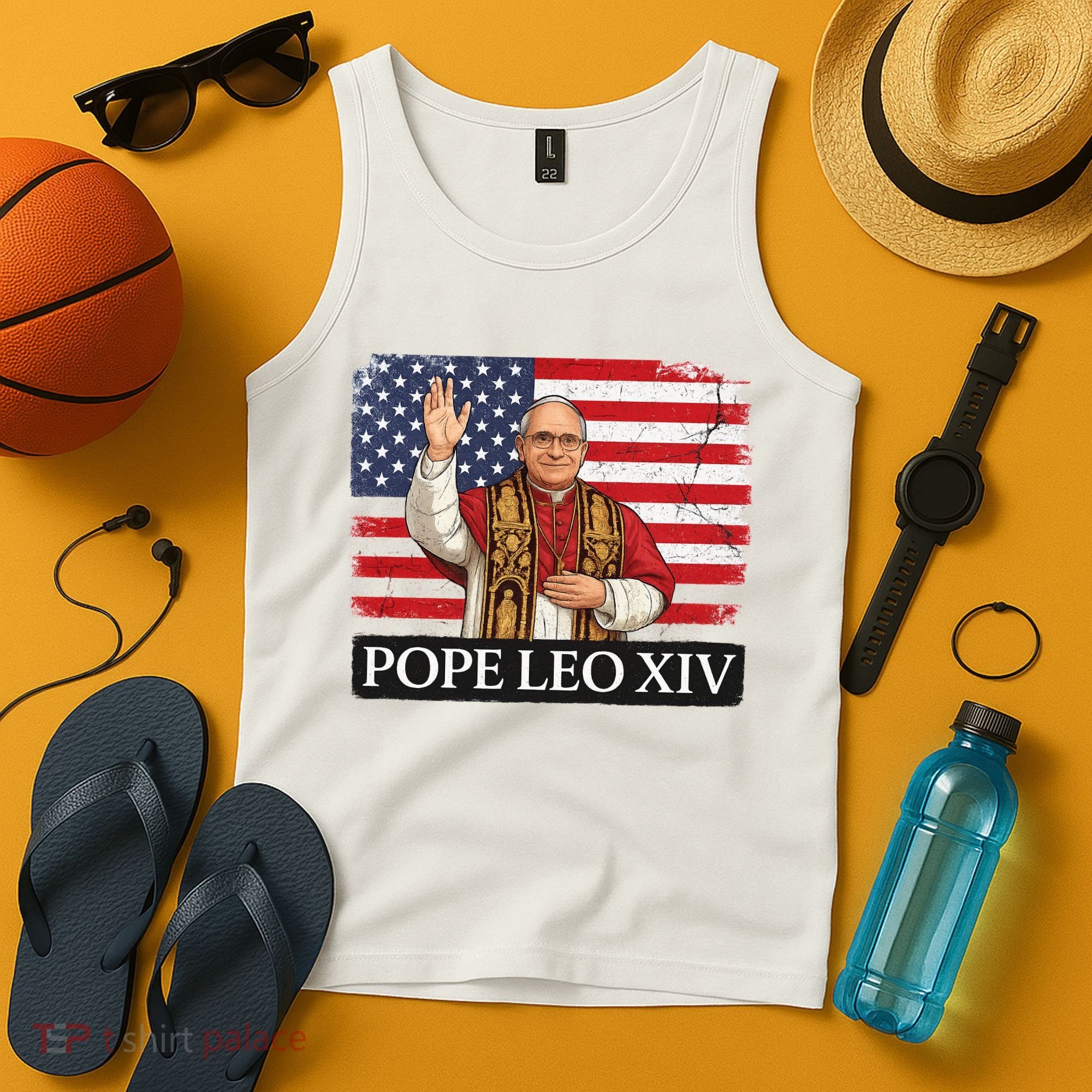 USA Pope Leo XIV Robert American Flag Tank Top