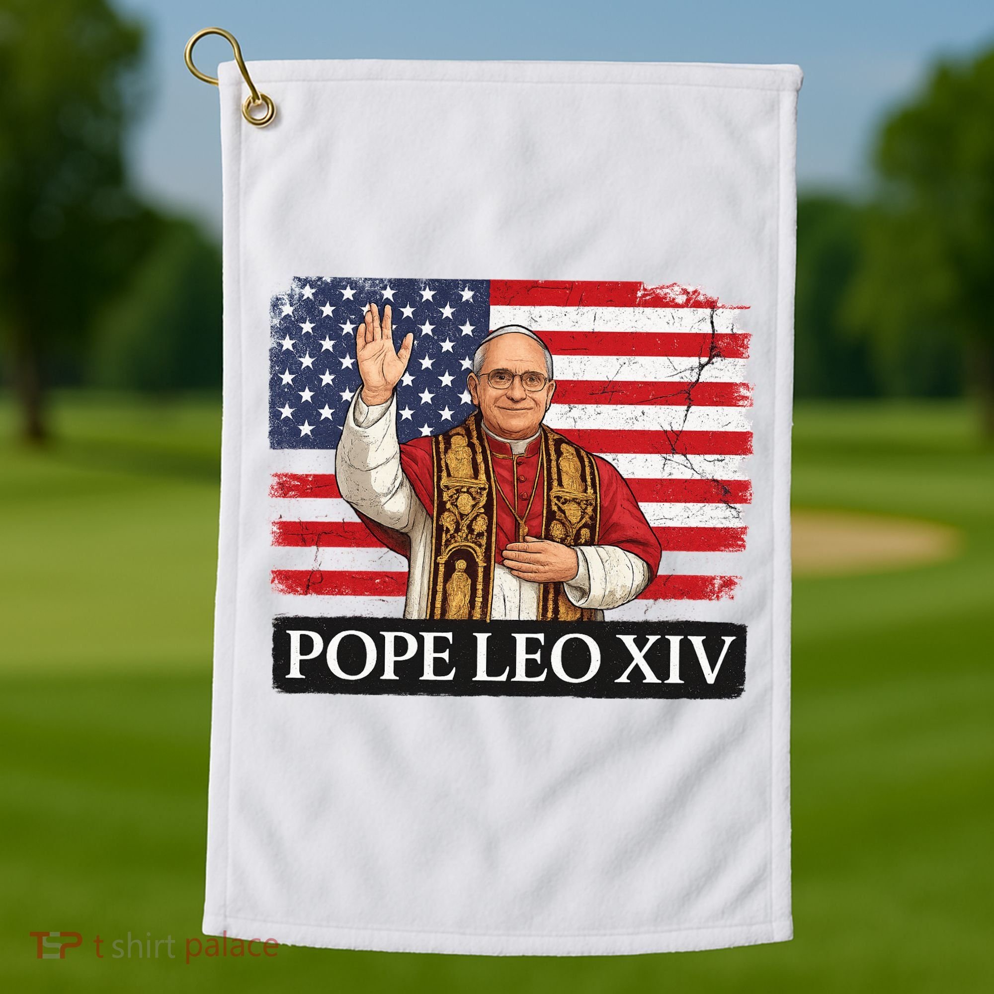 USA Pope Leo XIV Robert American Flag Golf Towel
