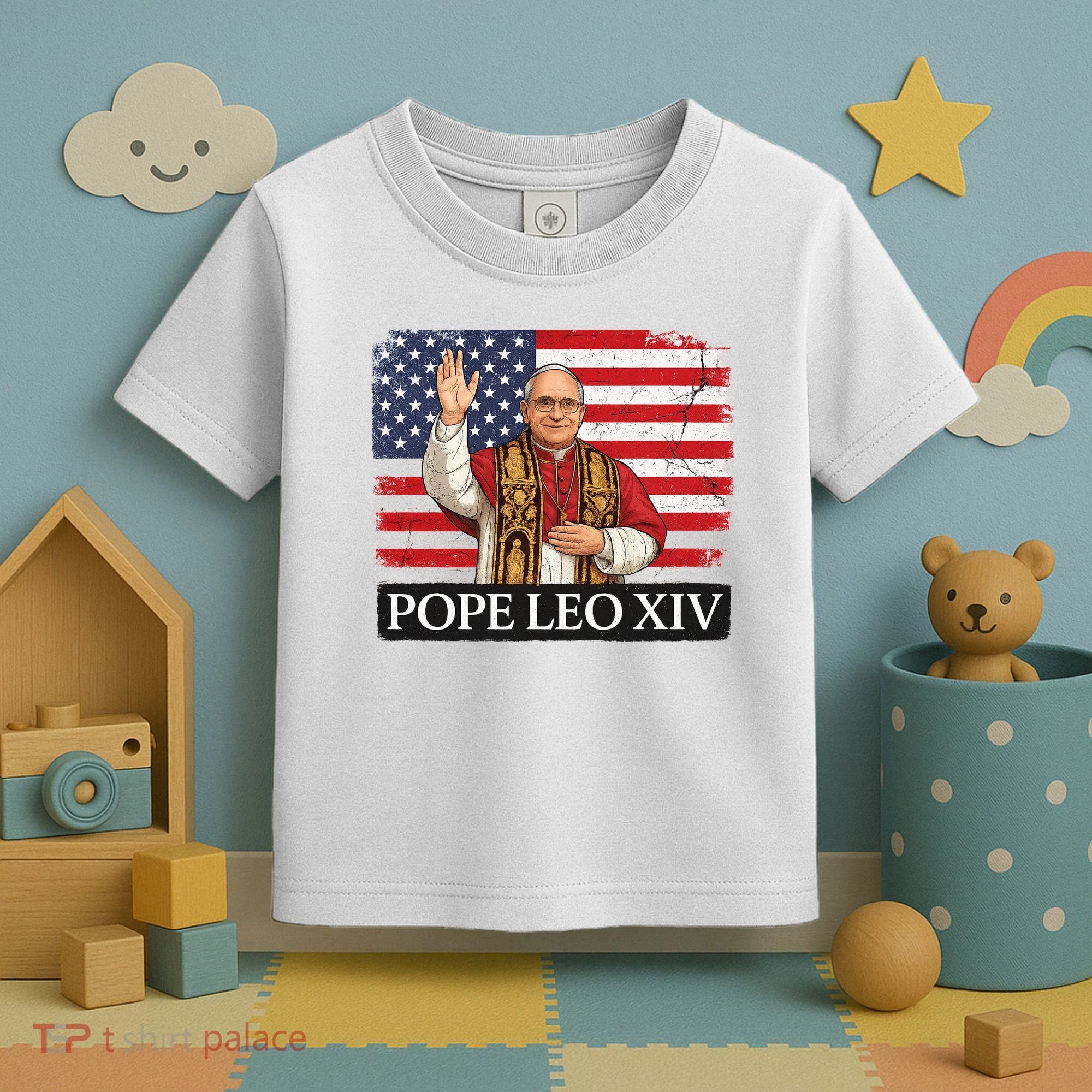 USA Pope Leo XIV Robert American Flag Toddler T-Shirt