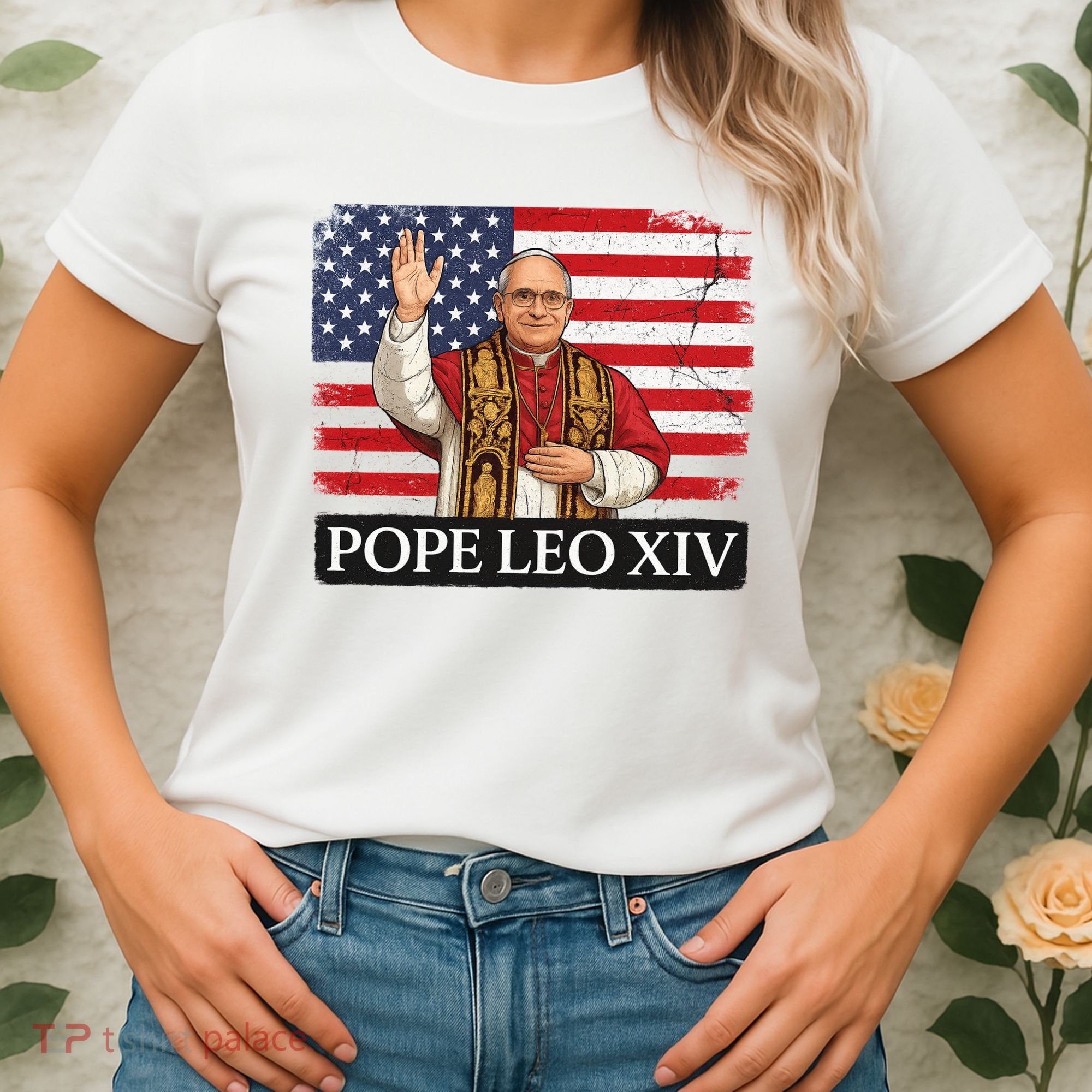 USA Pope Leo XIV Robert American Flag Women's T-Shirt