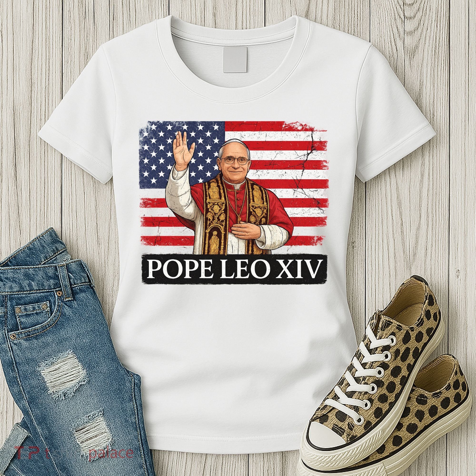 USA Pope Leo XIV Robert American Flag Women's T-Shirt