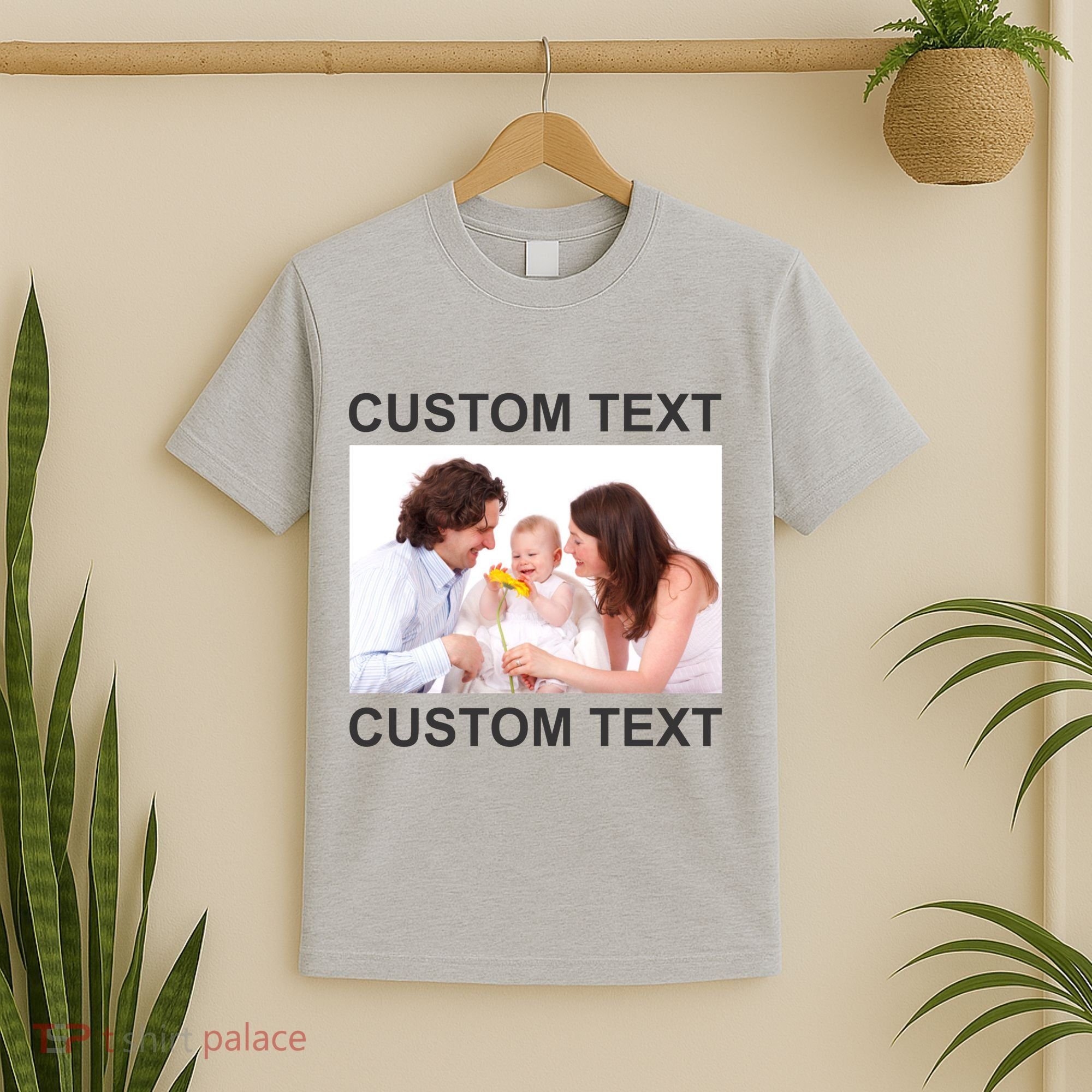 Upload Personalize Design or Photo Custom Text T-Shirt