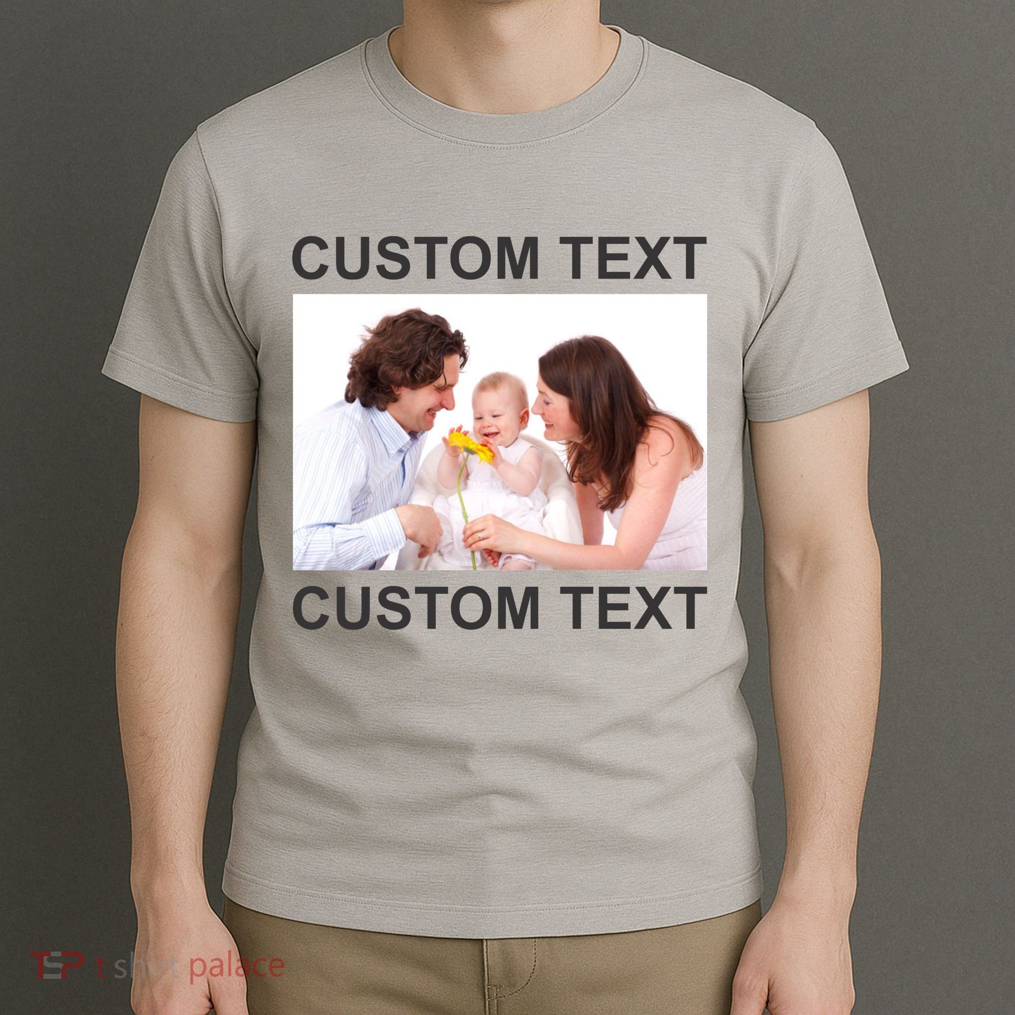 Upload Personalize Design or Photo Custom Text T-Shirt