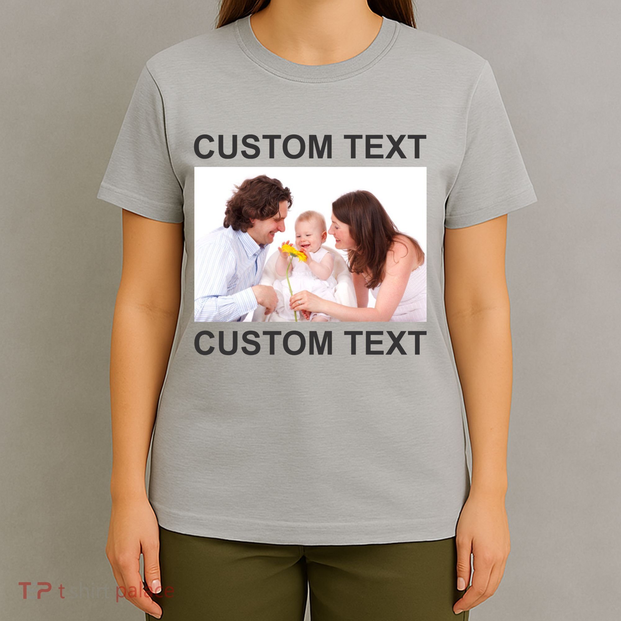 Upload Personalize Design or Photo Custom Text T-Shirt