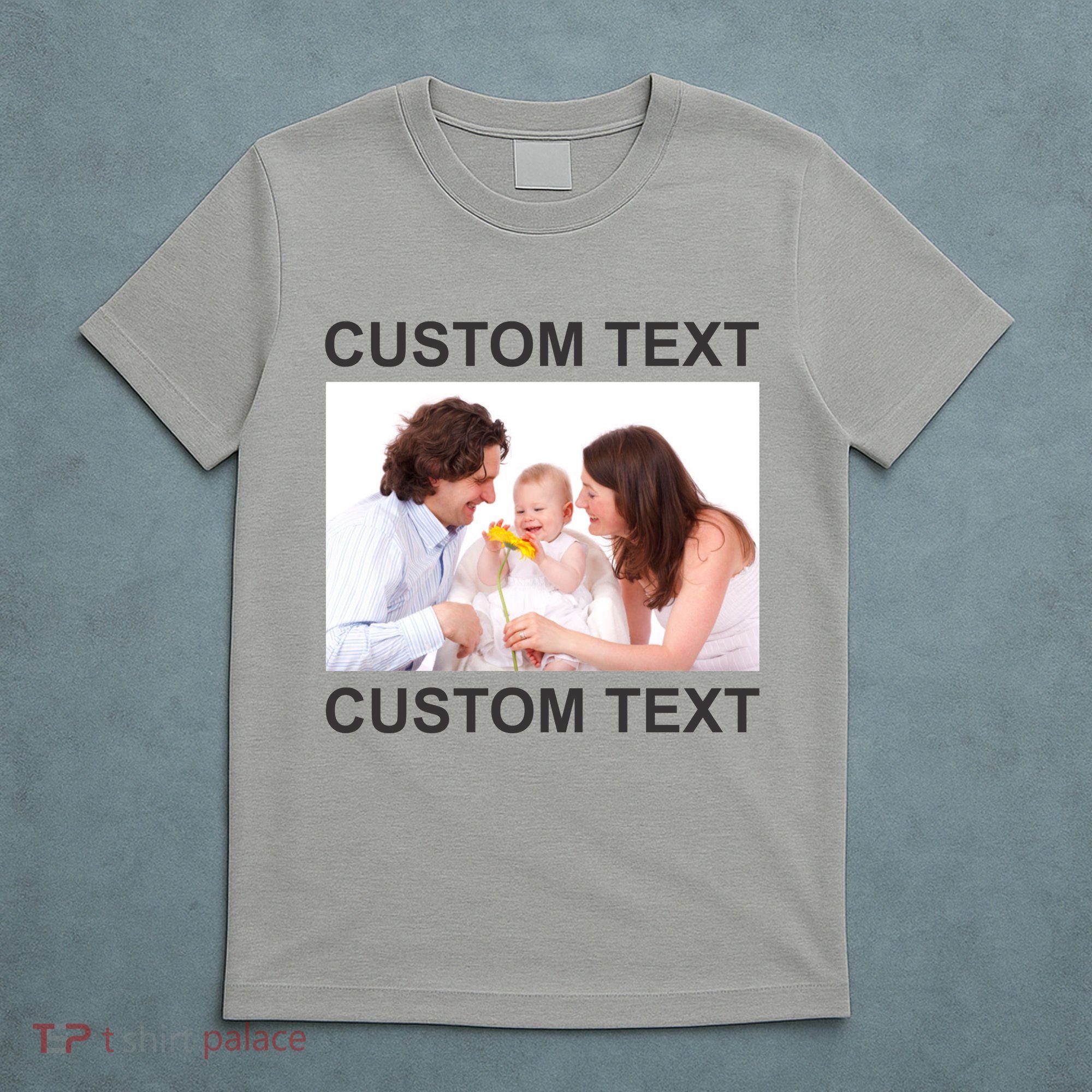 Upload Personalize Design or Photo Custom Text T-Shirt