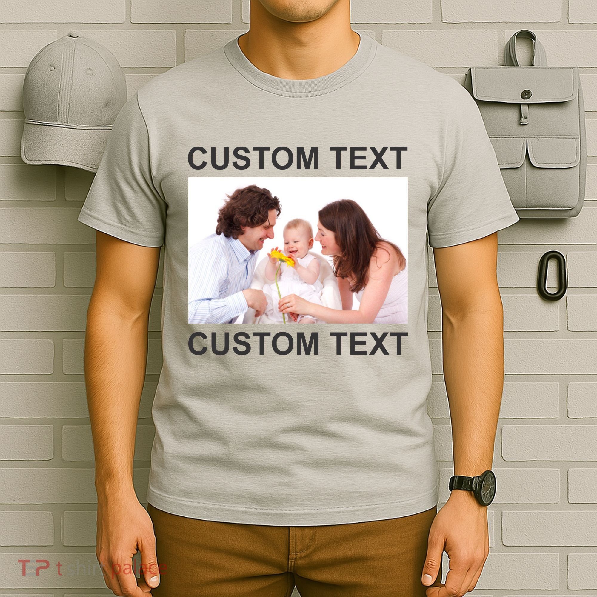 Upload Personalize Design or Photo Custom Text T-Shirt