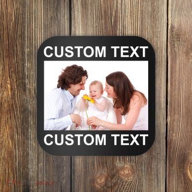 Upload Personalize Design or Photo Custom Text Coaster