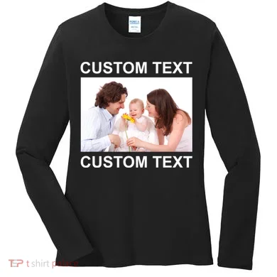 Upload Personalize Design or Photo Custom Text Women's Long Sleeve Shirt