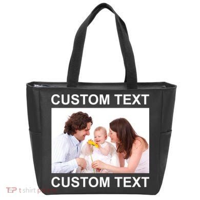 Upload Personalize Design or Photo Custom Text Tote Bag