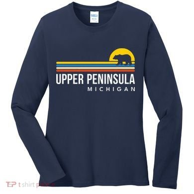 Upper Peninsula Michigan Mi Bear Vintage Retro Souvenirs Women's Long Sleeve Shirt