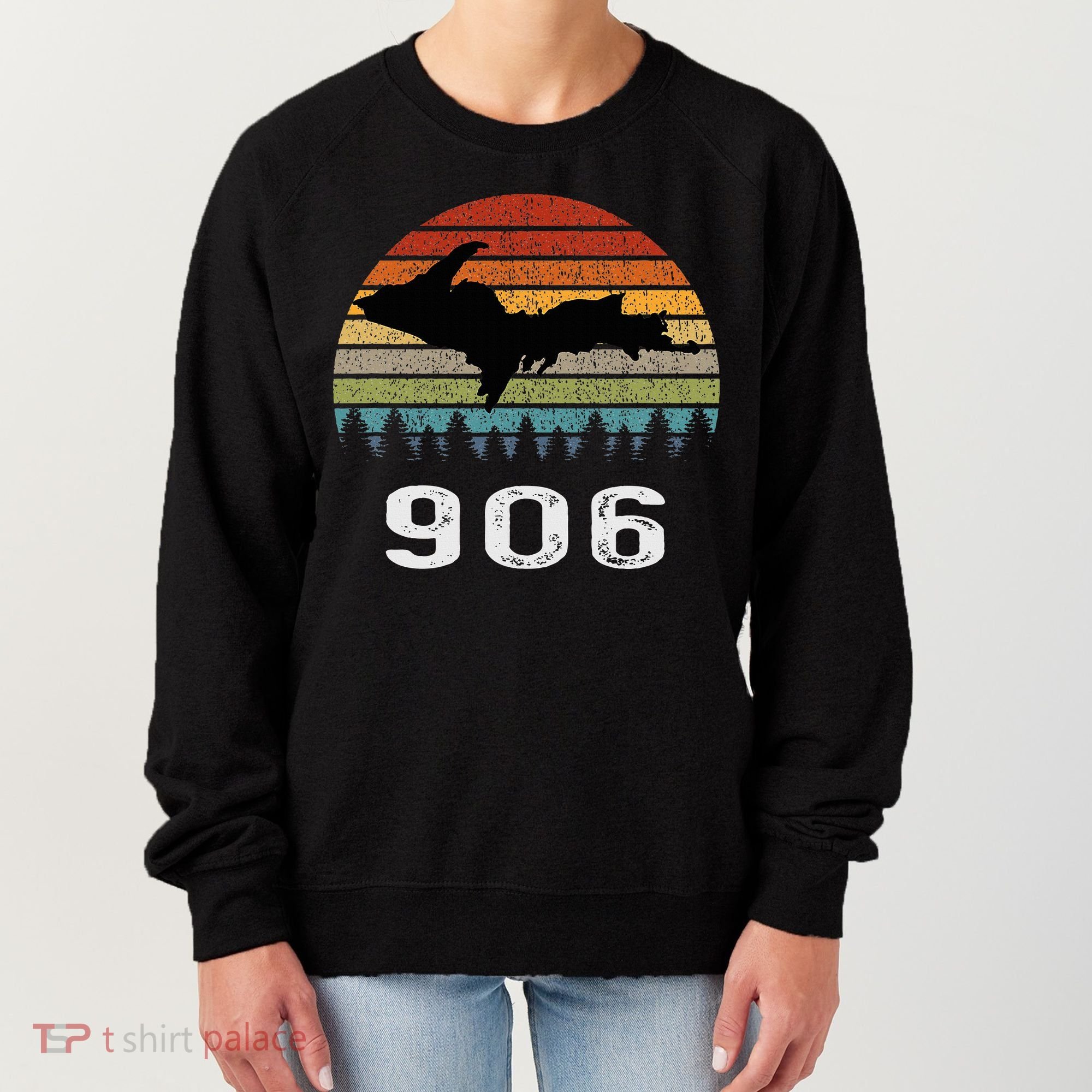 Upper Peninsula Michigan Mi Up Retro 906 Yooper Women's Sweatshirt