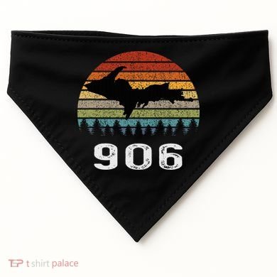 Upper Peninsula Michigan Mi Up Retro 906 Yooper USA-Made Doggie Bandana