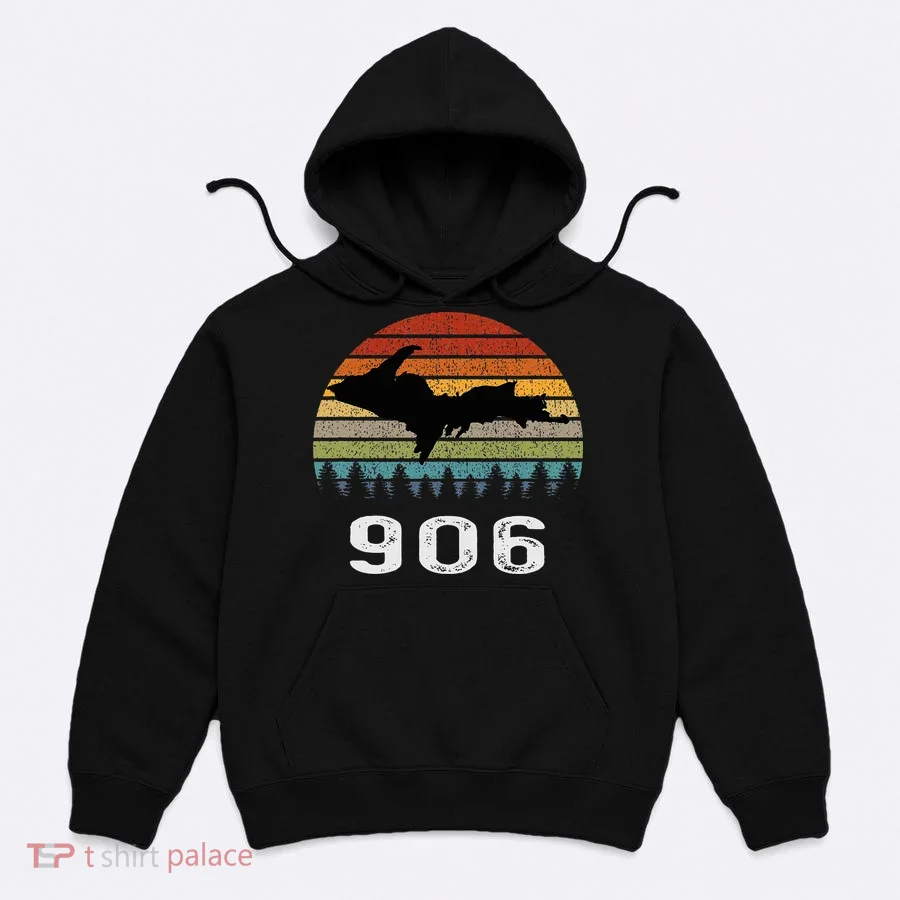 Upper Peninsula Michigan Mi Up Retro 906 Yooper Hoodie
