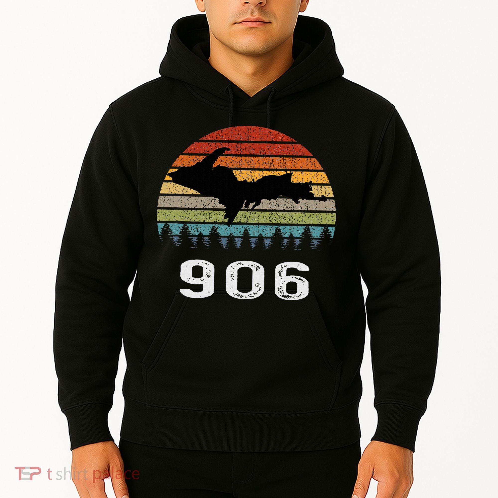 Upper Peninsula Michigan Mi Up Retro 906 Yooper Hoodie